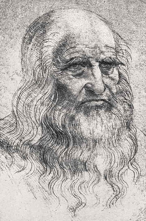Ritratto di Leonardo da Vinci, disegno a sanguigna su carta